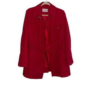 Marisota Womens Red Button-Up Coat Size US 10 Polyester Outerwear With Pockets